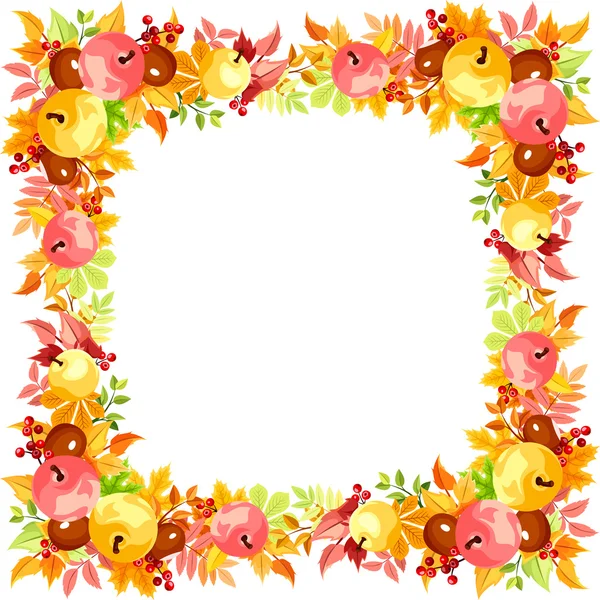Cadre vectoriel avec feuilles d'automne colorées . — Image vectorielle