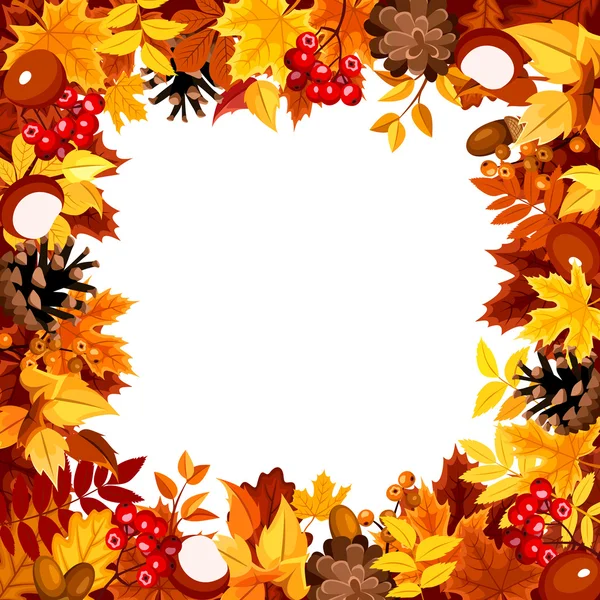 Frame with autumn colorful leaves. Vector illustration. — Stock Vector