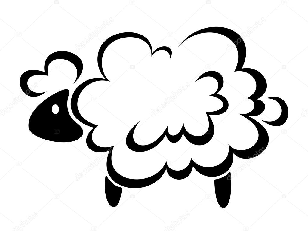 Sheep. Vector black silhouette.