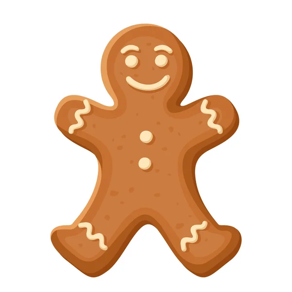 Gingerbread man. Vector Christmas cookie. — Stock Vector