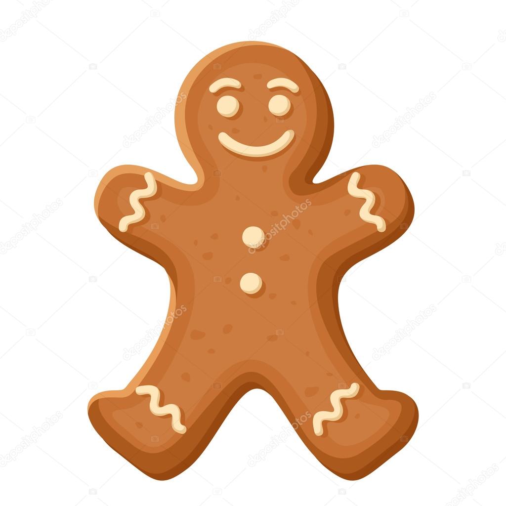 Gingerbread man. Vector Christmas cookie.