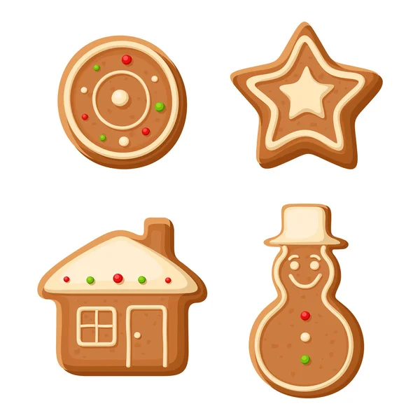 Biscuits au pain d'épice de Noël. illustration vectorielle. — Image vectorielle