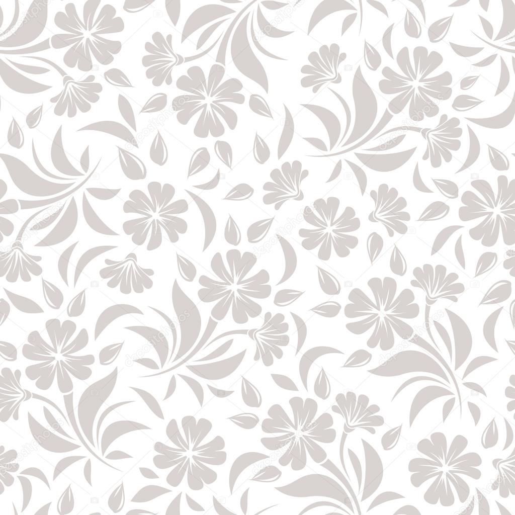 Seamless pattern with beige flowers on a white background. Vector illustration.