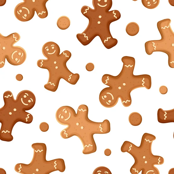 Seamless background with gingerbread men cookies. Vector illustration. — Stock Vector