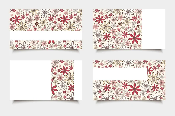 Cartes de visite avec des fleurs rouges et beiges. Vecteur eps-10 . — Image vectorielle