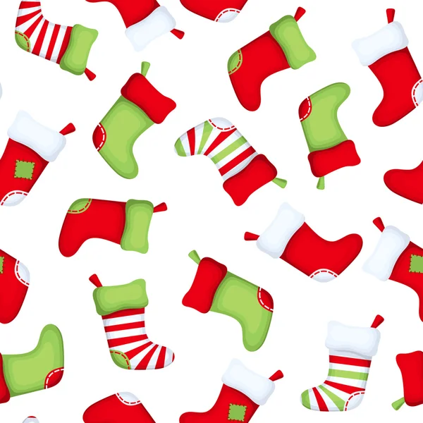 Бесшовный фон с рождественскими носками. Векторная иллюстрация . — стоковый вектор