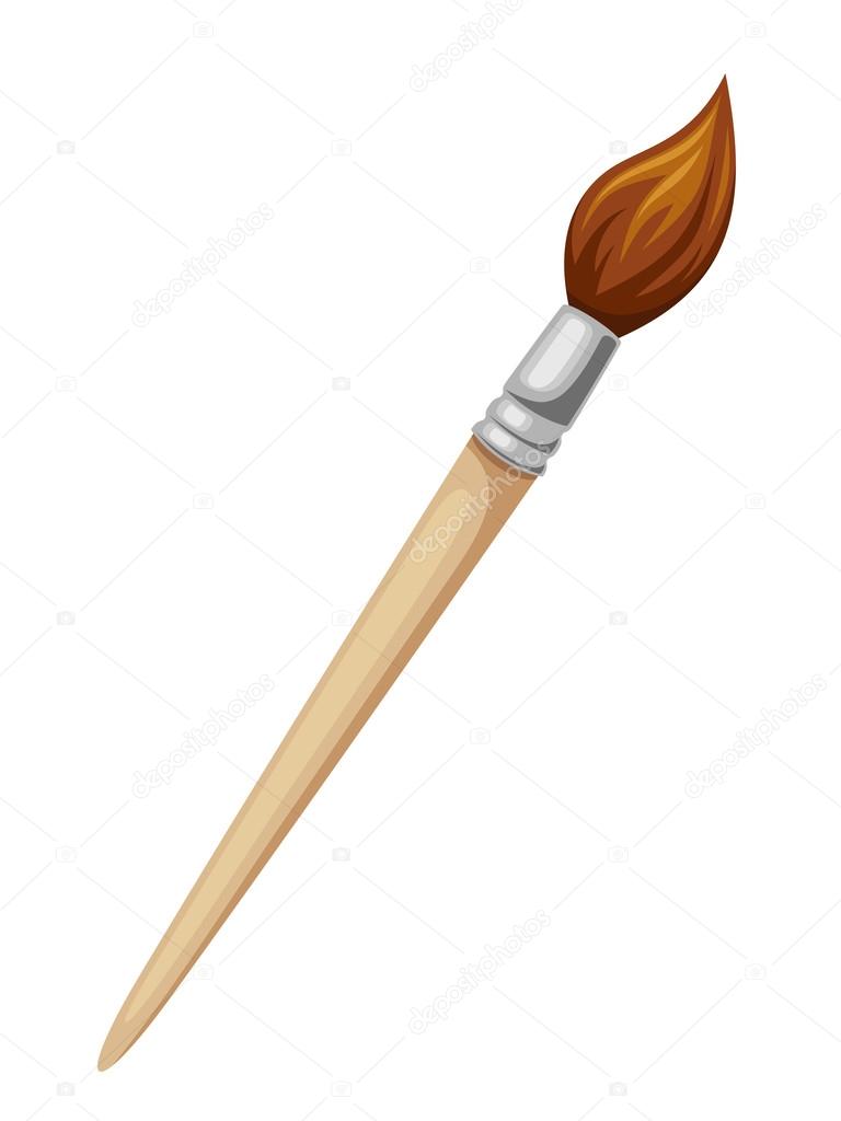 Wooden brush isolated on white. Vector illustration.