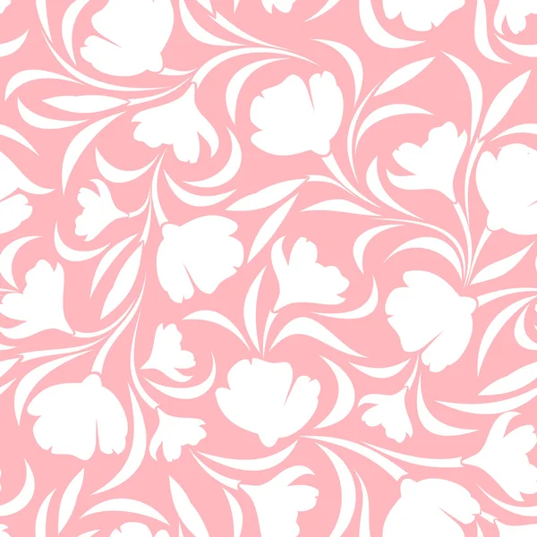 Floral rosa e branco sem costura padrão. Ilustração vetorial . — Vetor de Stock