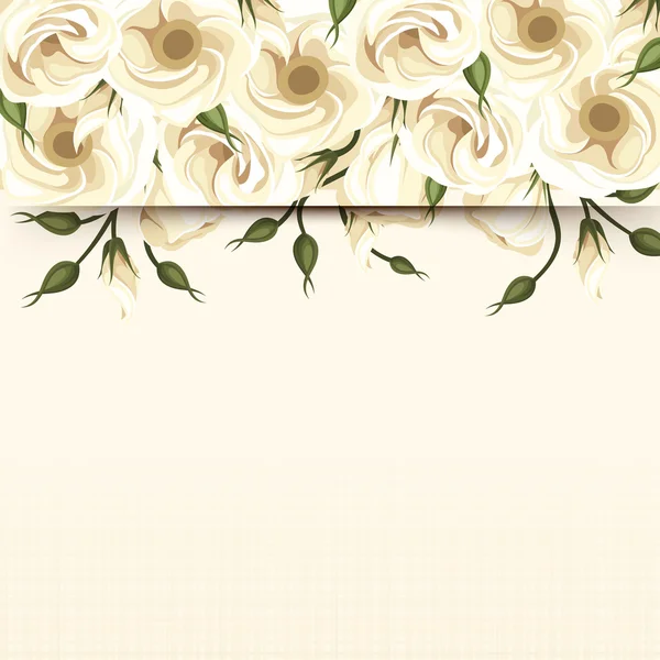 Lisianthus 백색 꽃을 가진 카드입니다. 벡터 eps-10. — 스톡 벡터