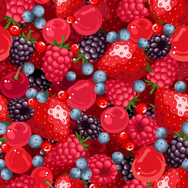 Бесшовный фон с различными ягодами. Векторная иллюстрация . — стоковый вектор