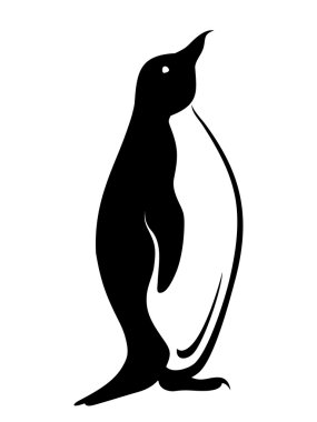 Penguin. Vector black silhouette.