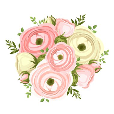 Pembe ve beyaz Düğünçiçeği buket. Vektör çizim.