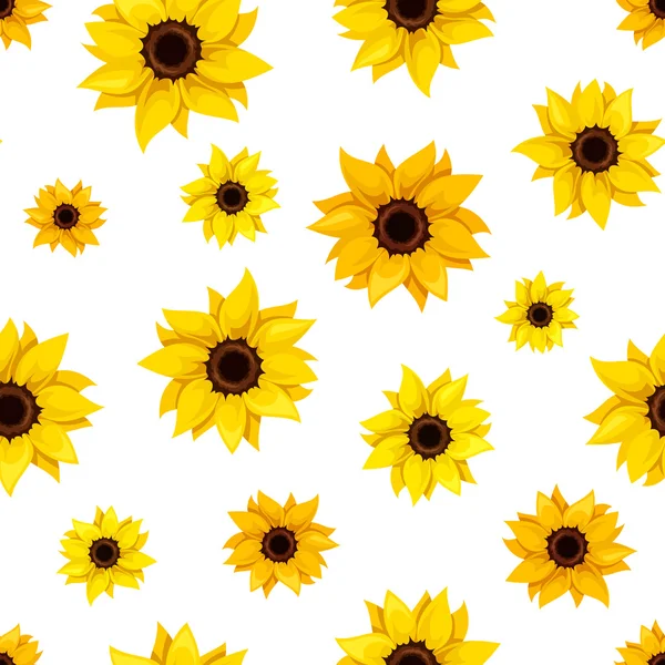 Nahtloses Muster mit Sonnenblumen. Vektorillustration. — Stockvektor
