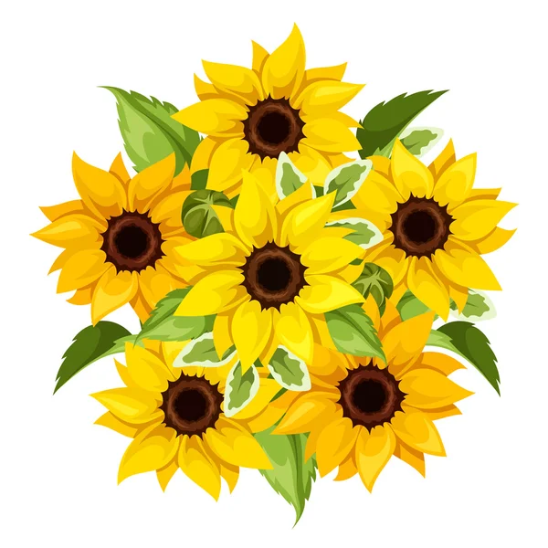 Ramo vectorial de girasoles. Ilustración vectorial . — Archivo Imágenes Vectoriales