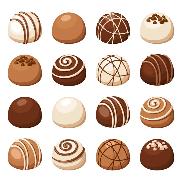 Set van chocolade snoepjes. Vectorillustratie. — Stockvector