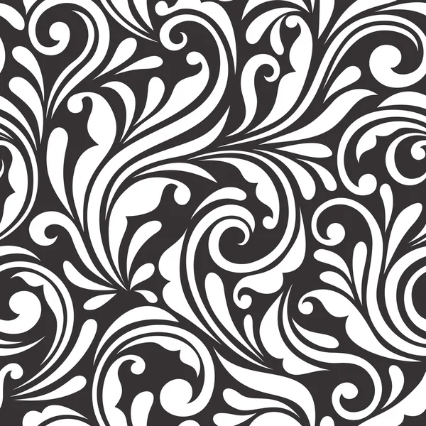Vintage motif floral noir et blanc sans couture. Illustration vectorielle . — Image vectorielle