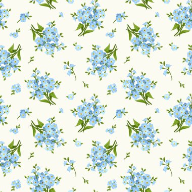 Mavi unutma çiçekler ile Seamless modeli. Vektör çizim.