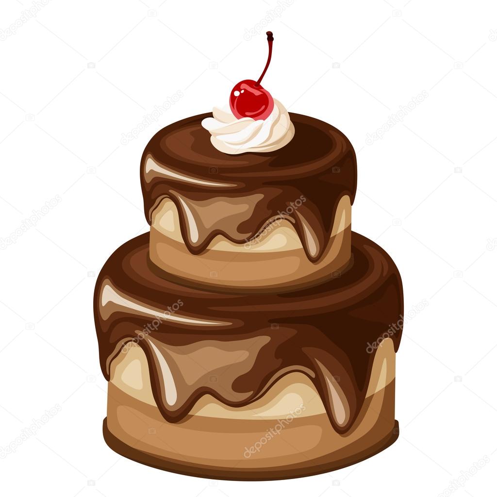 Chocolate cake. Vector illustration.