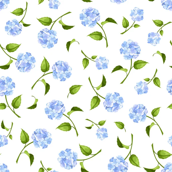 Naadloze patroon met blauwe hortensia bloemen. Vectorillustratie. — Stockvector