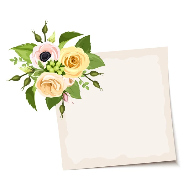 Tarjeta vectorial con flores rosas, naranjas y amarillas. Eps-10 . — Vector de stock