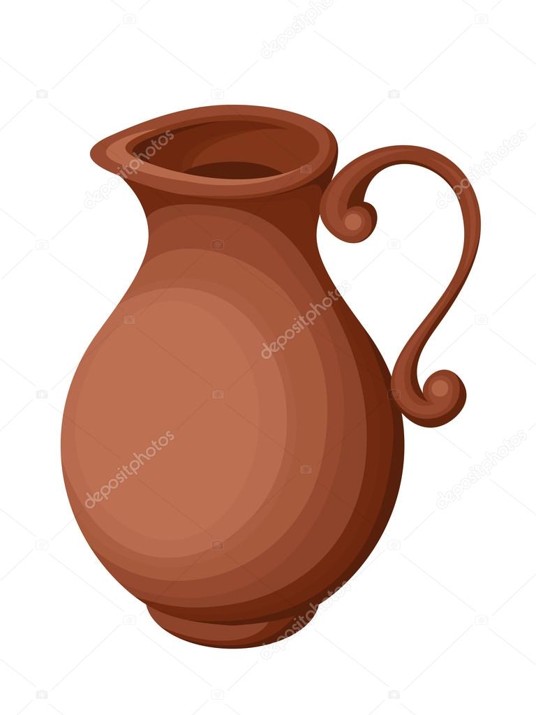 Clay jug. Vector illustration.