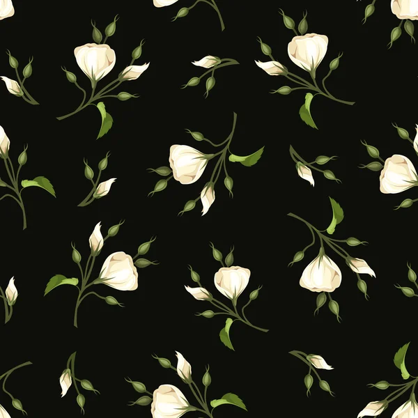 Seamless pattern with white lisianthus flowers. Vector illustration. — 图库矢量图片