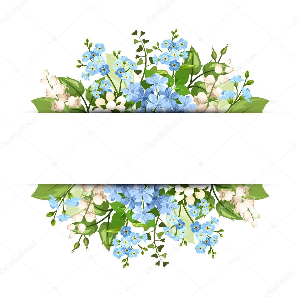 Background with blue and white flowers. Vector eps-10.