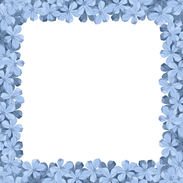 Background frame with blue plumbago flowers. Vector illustration. — 图库矢量图片