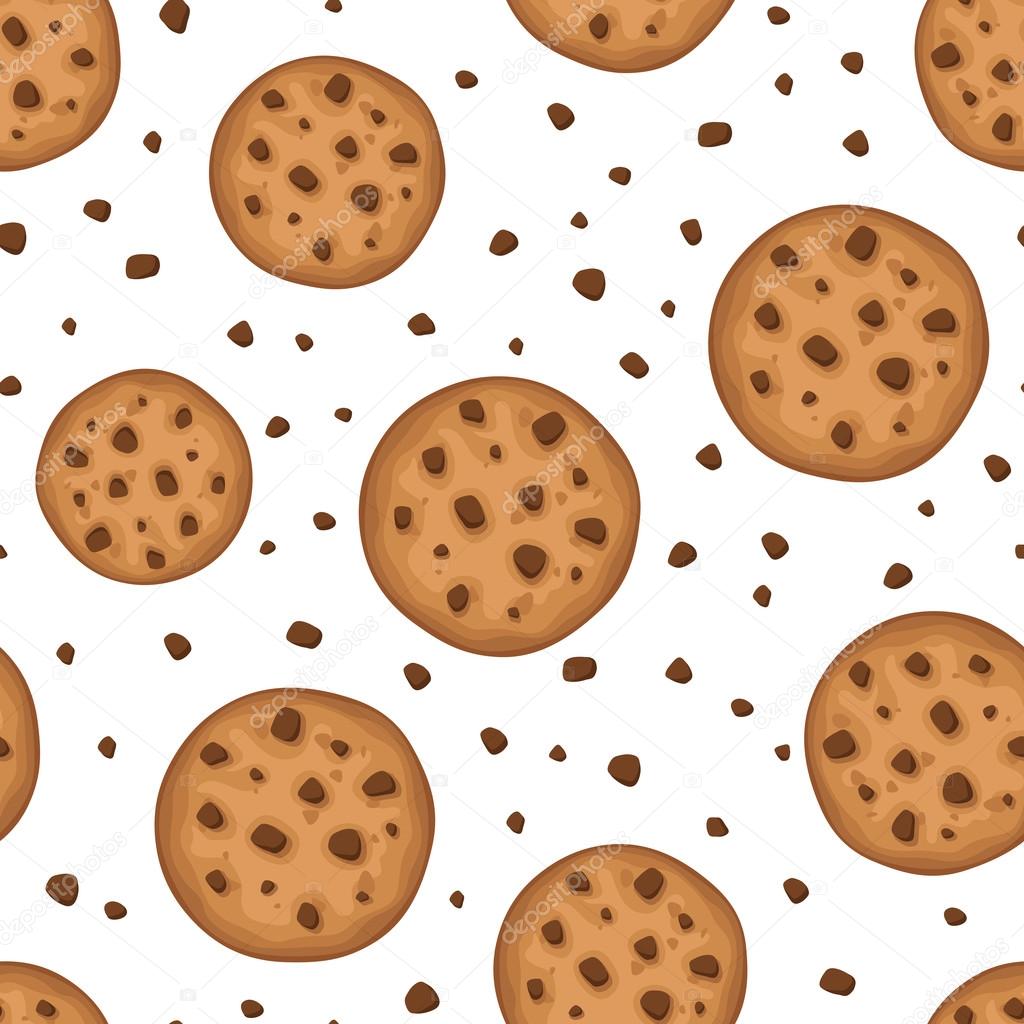 Seamless background with cookies. Vector illustration.