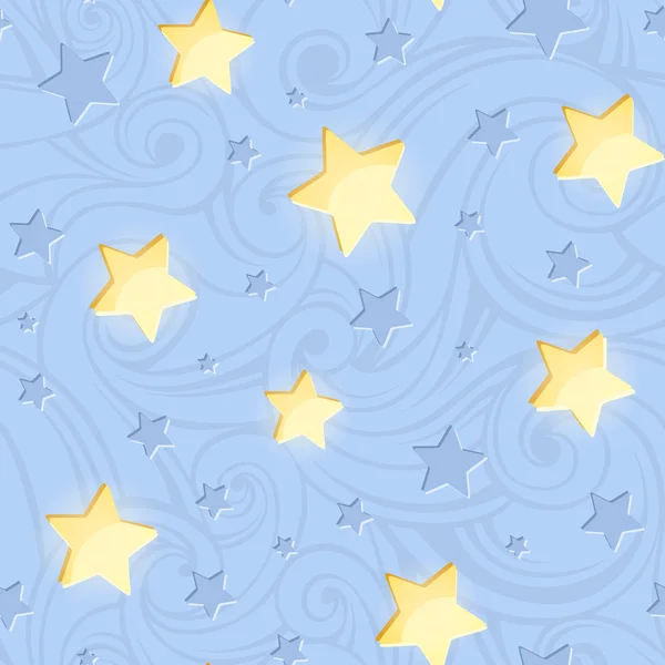 Χωρίς ραφή πρότυπο με λαμπερά αστέρια σε μπλε. Vector εικονογράφηση — Διανυσματικό Αρχείο