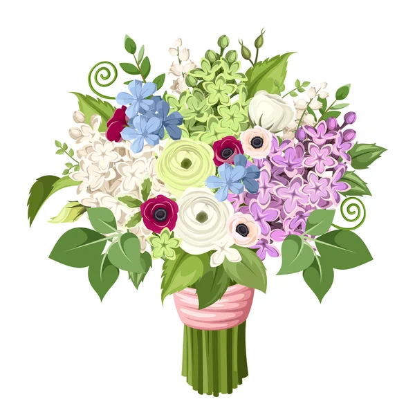 Bouquet of various flowers. Vector eps-10. — Stock Vector