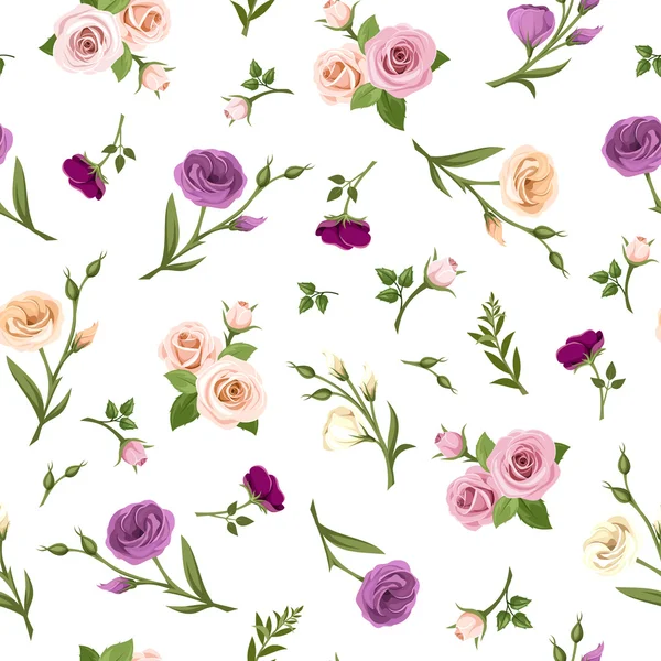 Απρόσκοπτη μοτίβο με πολύχρωμα λουλούδια. εικονογράφηση διανύσματος. — Διανυσματικό Αρχείο