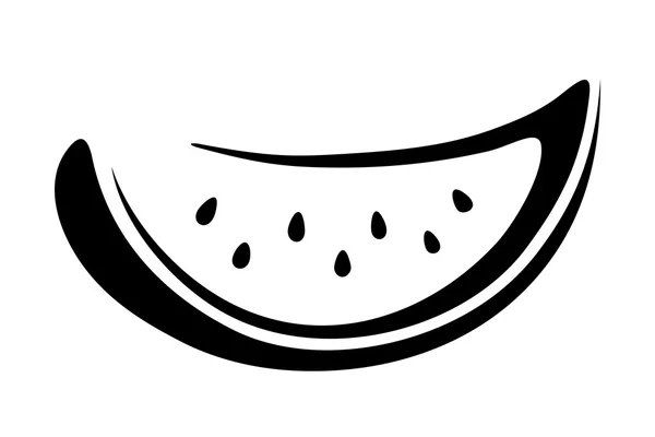 Кусочек арбуза. Векторный чёрный силуэт . — стоковый вектор