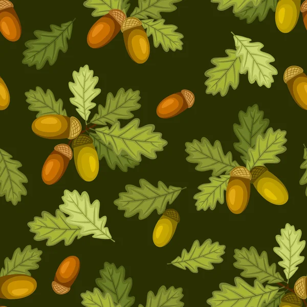 Motif sans couture avec glands et feuilles de chêne. Illustration vectorielle . — Image vectorielle