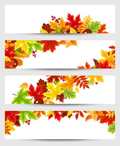 Vector banners with colorful autumn leaves. — Stock Vector