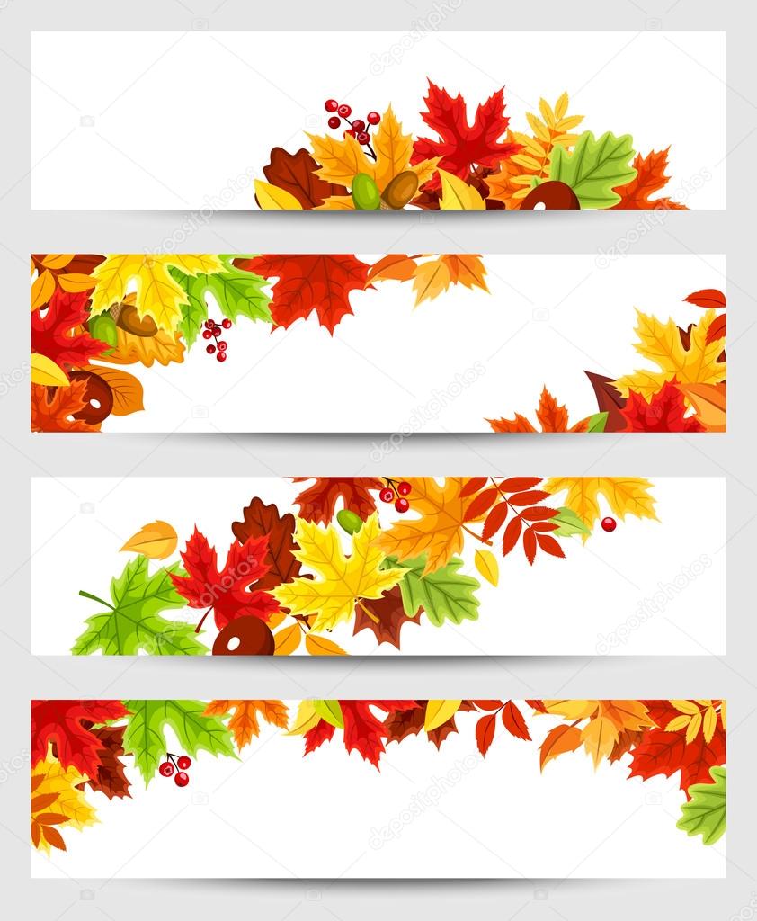 Vector banners with colorful autumn leaves.