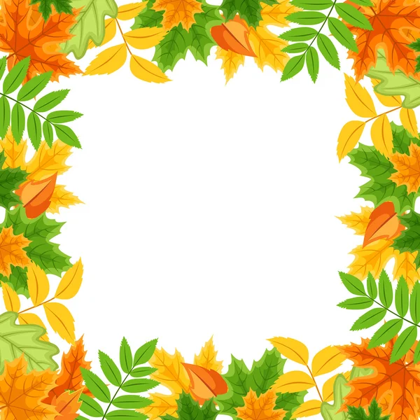 Moldura com folhas coloridas de outono. Ilustração vetorial . — Vetor de Stock