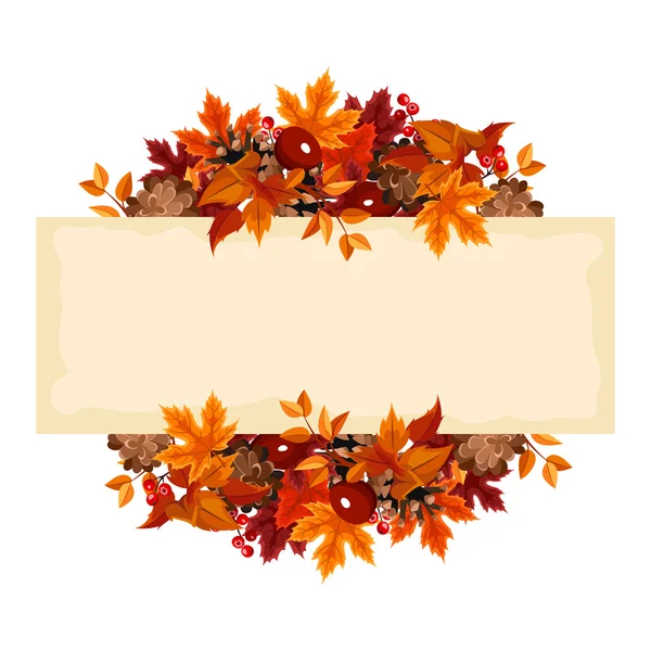 Tarjeta con hojas de otoño. Ilustración vectorial . — Vector de stock