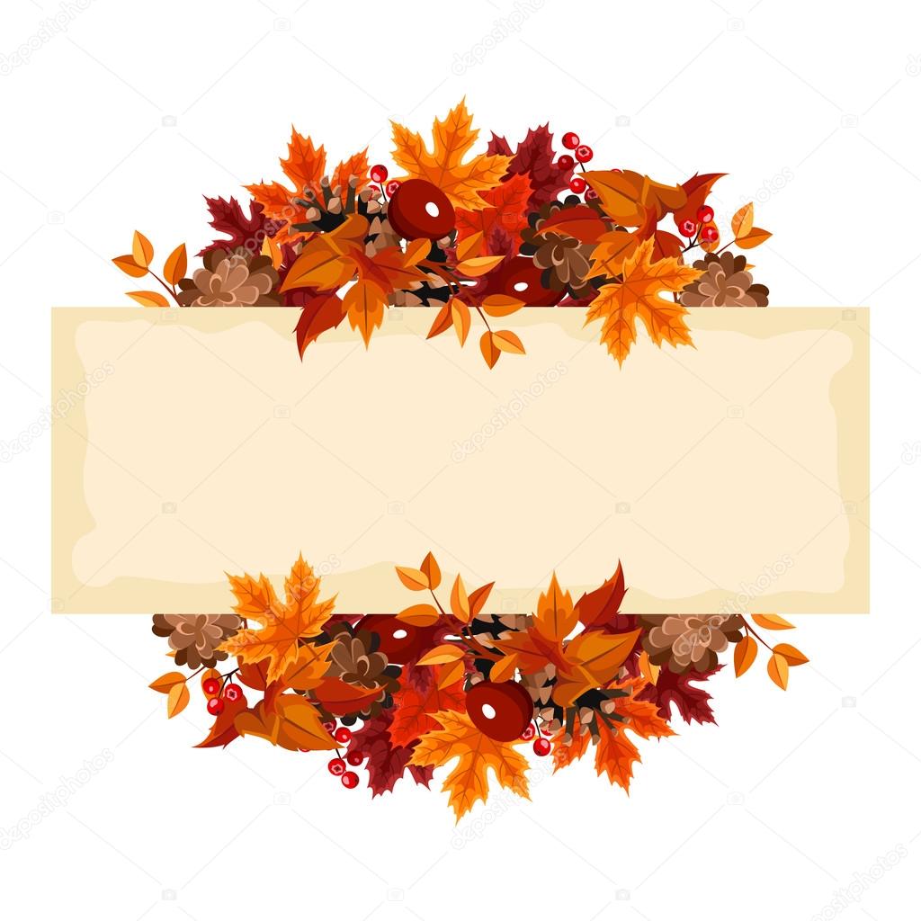 Card with autumn leaves. Vector illustration.