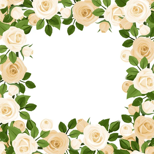 Fundo vetorial com rosas brancas . — Vetor de Stock