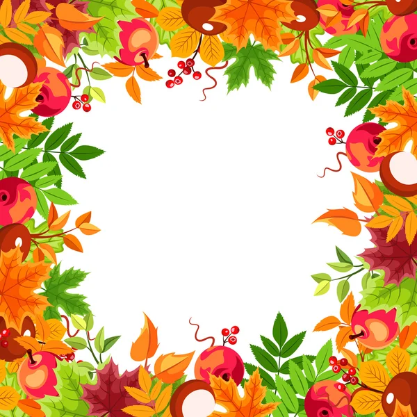 Frame with autumn colorful leaves. Vector illustration. — Stock Vector