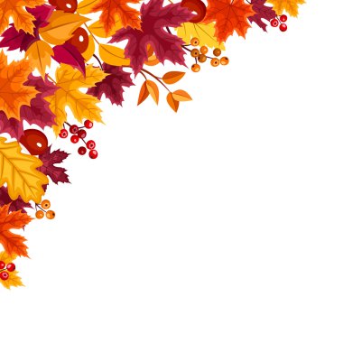 Sonbahar renkli yaprakları ile arka plan. Vektör çizim.