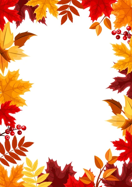 Fondo con hojas de otoño de colores. Ilustración vectorial . — Vector de stock