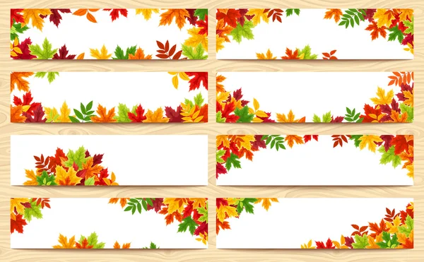 Vector banners with colorful autumn leaves. — Stock Vector