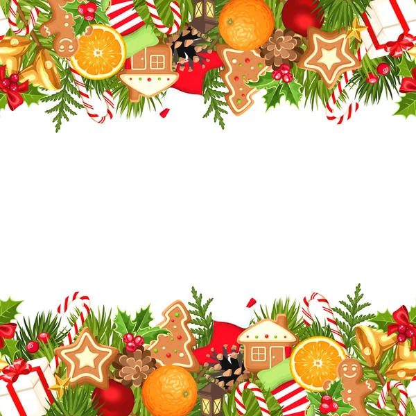 Weihnachten horizontal nahtlosen Hintergrund. Vektorillustration. — Stockvektor