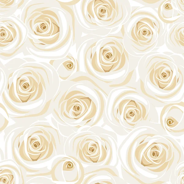 Patrón sin costuras con rosas blancas. Ilustración vectorial . — Vector de stock