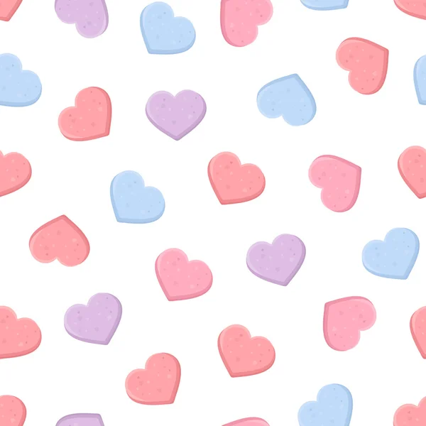 Motif sans couture de la Saint-Valentin avec des bonbons d'amour colorés. Illustration vectorielle . — Image vectorielle