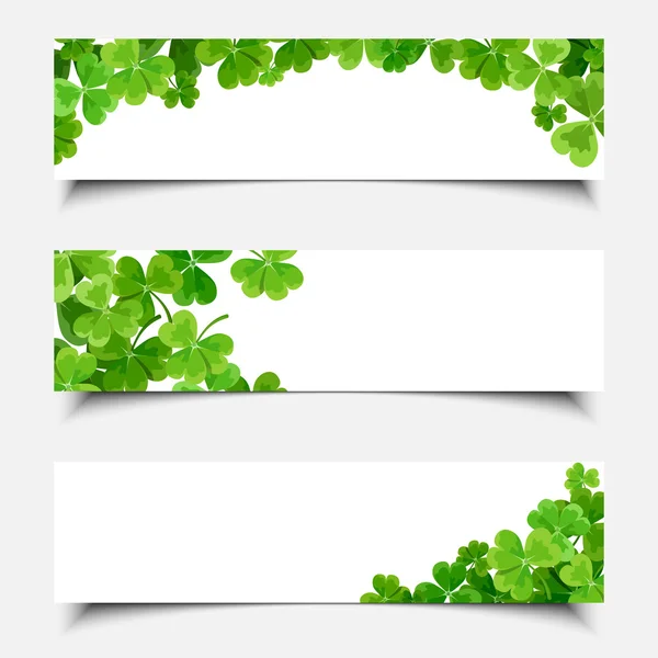 St. Patrick's day web banners med shamrock. Vektor eps-10. — Stock vektor