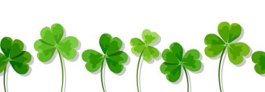 St. Patrick's day horizontal seamless background with clovers (shamrock). Vector illustration. clipart