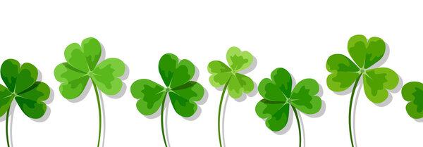 St. Patrick 's day horizontal seamless background with clovers (shamrock). Векторная иллюстрация
.